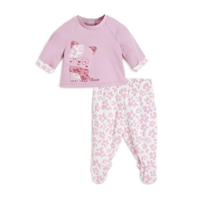 Girls Light Pink Printed Smock with Legging